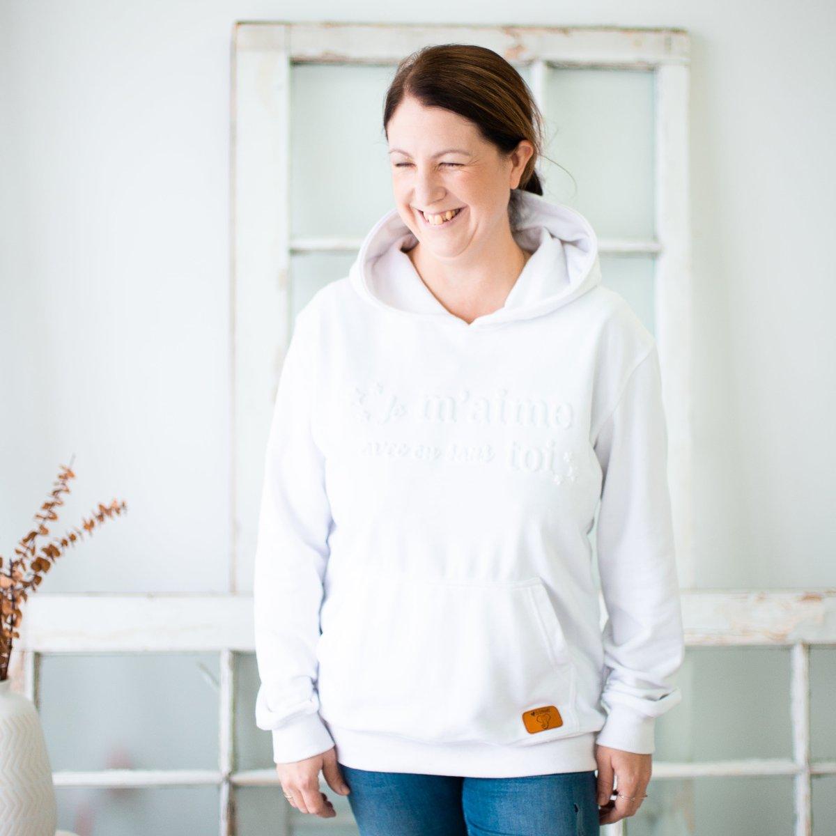 
                  
                    Sweat "Je m'aime avec ou sans toi" - 100% coton - Fabriqué éthiquement - Coeur Elephant Clothing
                  
                