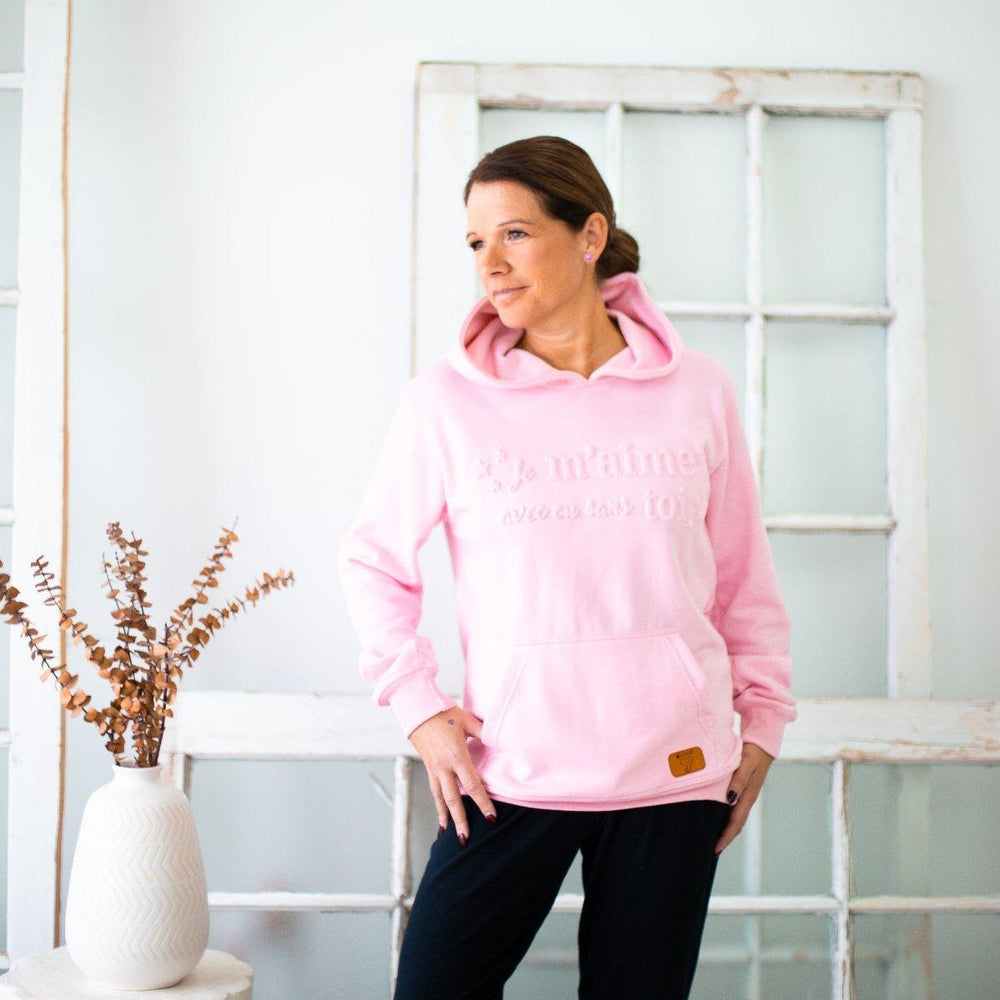 
                  
                    Sweat "Je m'aime avec ou sans toi" - 100% coton - Fabriqué éthiquement - Coeur Elephant Clothing
                  
                