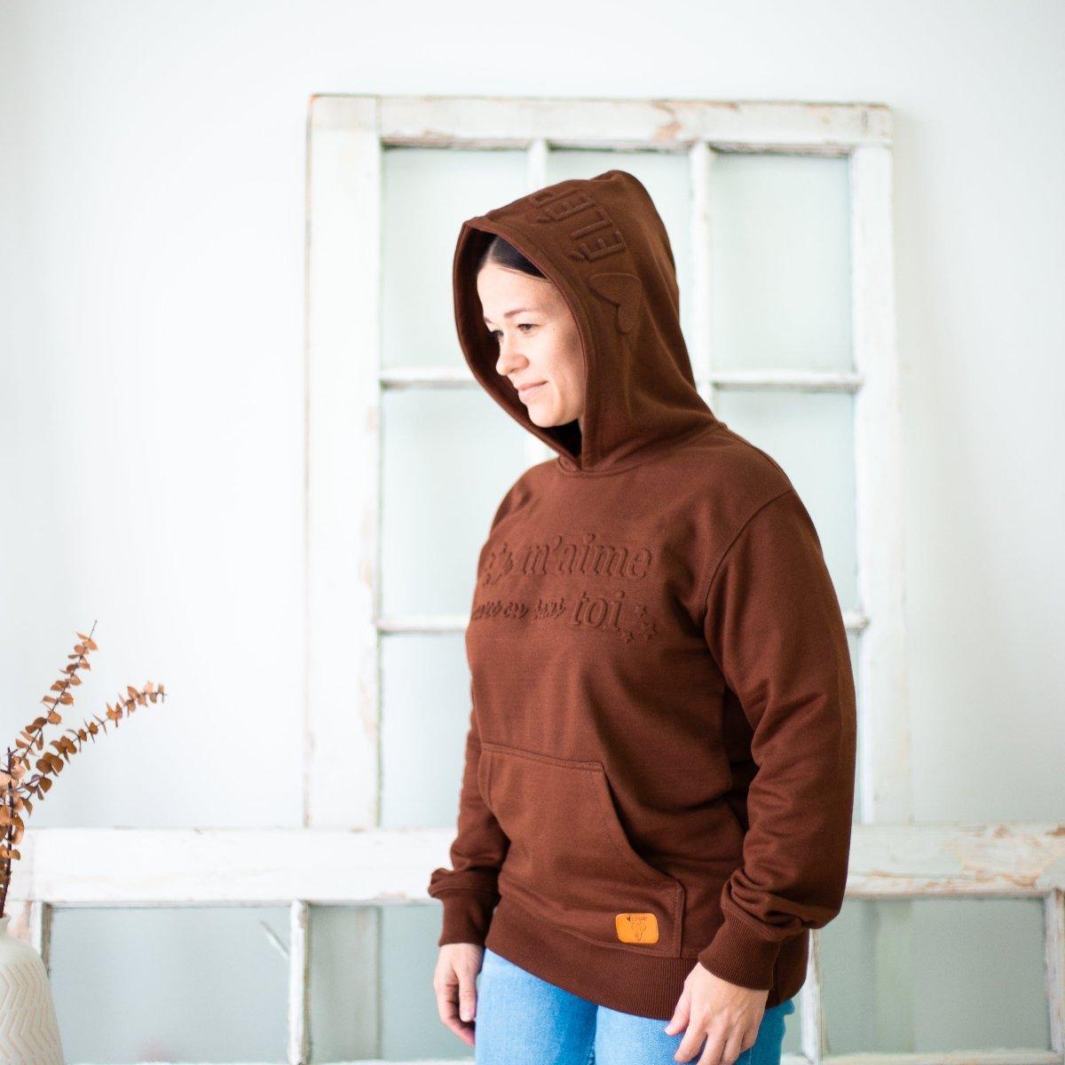 
                  
                    Sweat "Je m'aime avec ou sans toi" - 100% coton - Fabriqué éthiquement - Coeur Elephant Clothing
                  
                